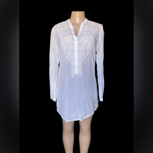 Johnny Was Tops - Johnny Was White Embroidered Blouse